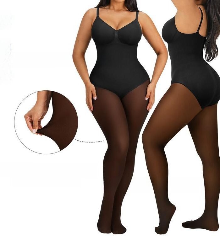 Women's Fleece Lined Seamless Open Crotch Shaping Bodysuit