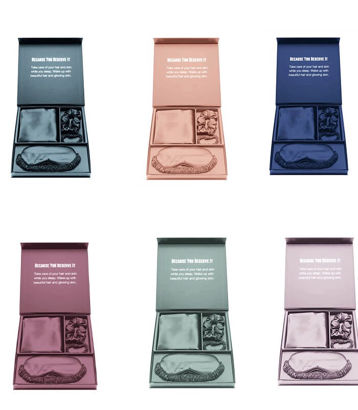 Satin 3-Piece Sleep Set Eye Mask Hair Tie Pillowcase Magnetic Gift Box