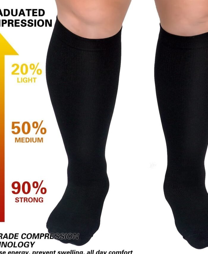 Plus-size compression socks for exercise and fitness