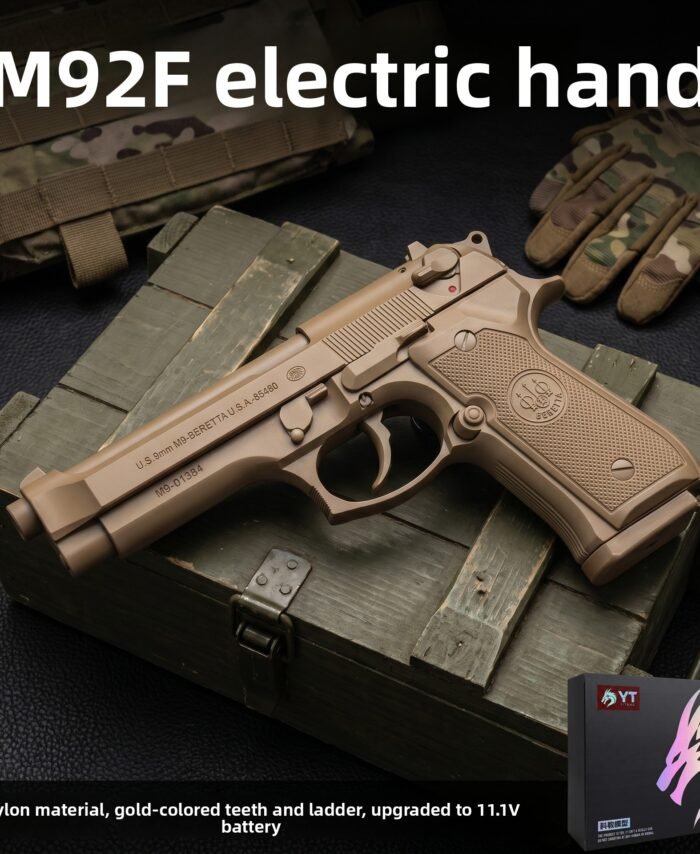 M92F Electric Nylon Toy Gun with Metal Golden Gear 11.1V Rechargeable Outdoor Play Collectible Model