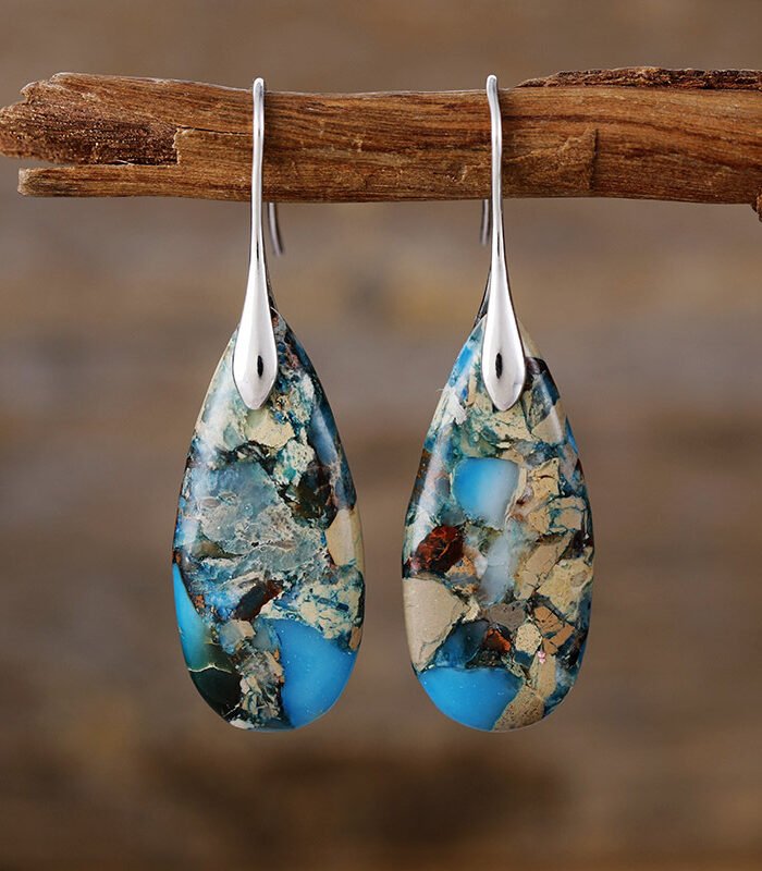 Bohemian Water Drop Natural Stone Light Luxury Earrings for Women