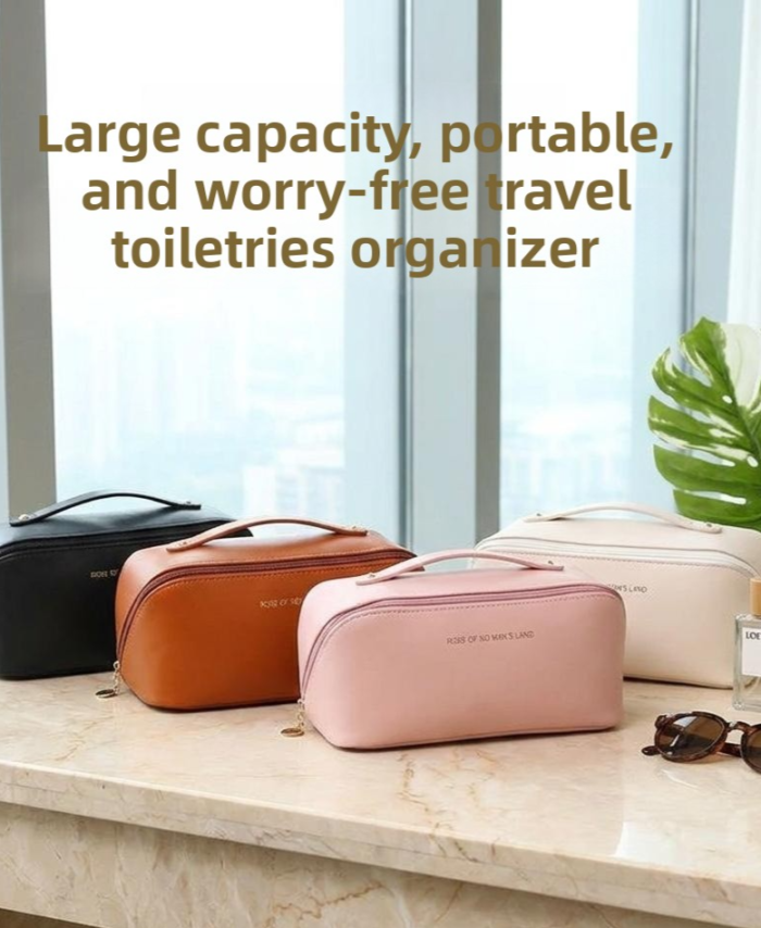 Portable Thickened PU Leather Cosmetic Bag Handbag for Travel