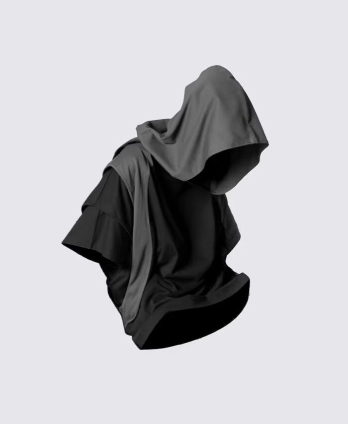 Hooded shawl short-sleeved T-shirt
