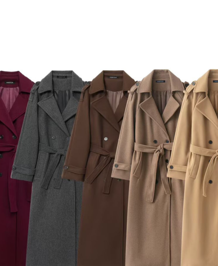 Womens Woolen Double Breasted Coat