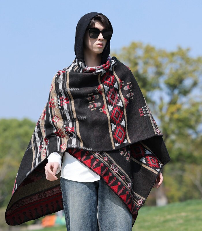 Knitted cape shawl