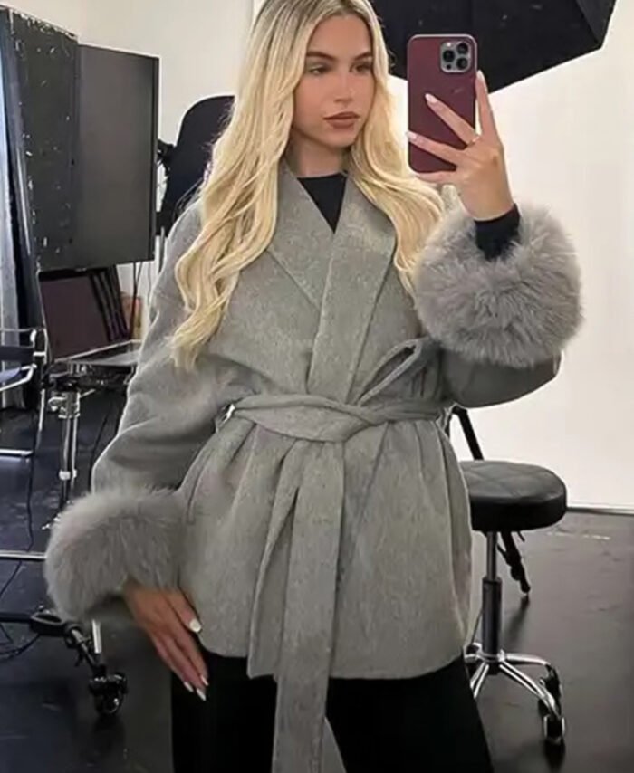 Wool coat, short-style overcoat