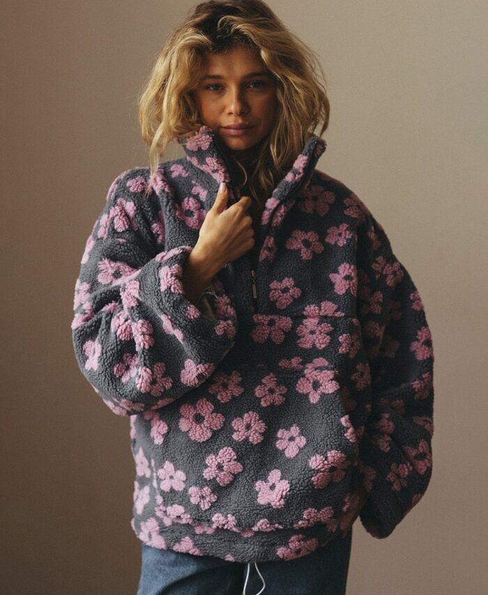 fleece floral sweatshirt