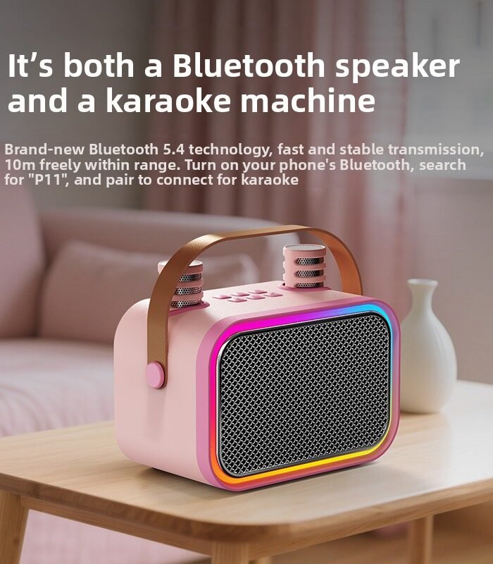 Portable Bluetooth Karaoke Speaker with Microphone for Kids, 5.3 Wireless Home Party Machine