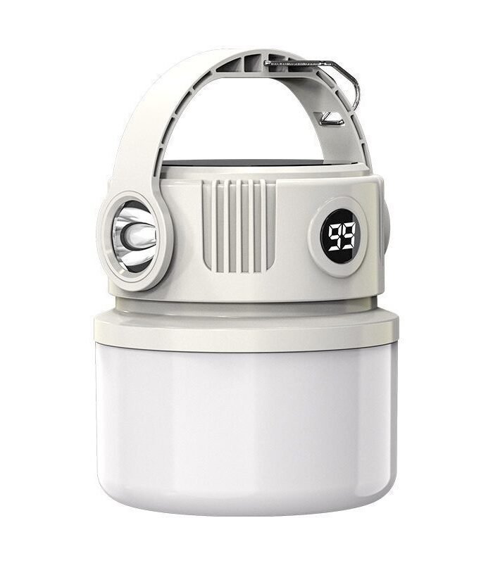 Rechargeable Solar LED Camping Lantern with Digital Display and Power Bank
