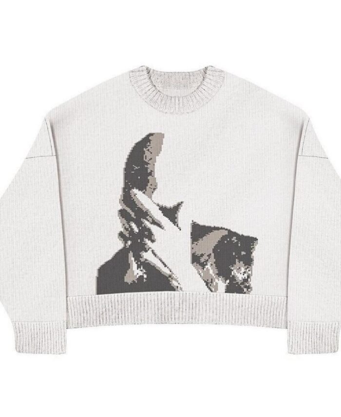 Women's rabbit fur blended pullover hooded sweater