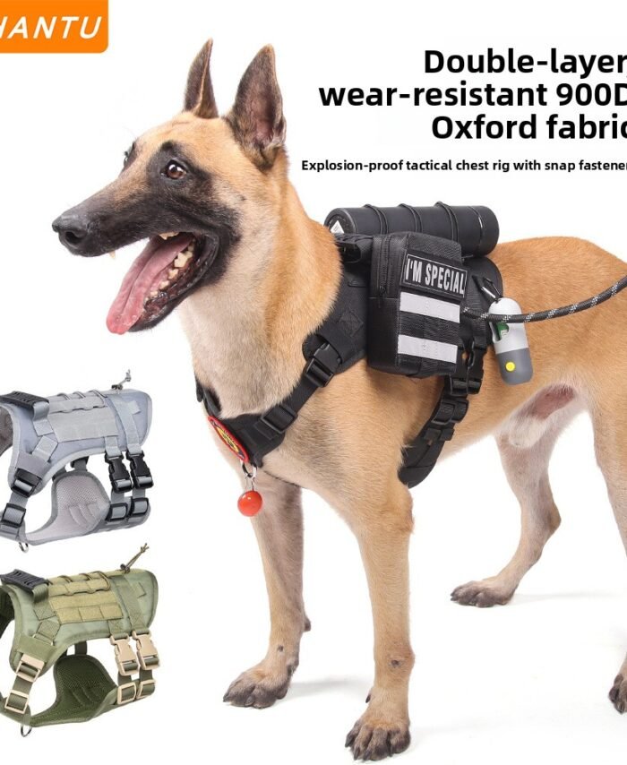Water-Resistant Oxford Dog Tactical Vest Reflective Adjustable Chest Strap for Medium and Large Dogs