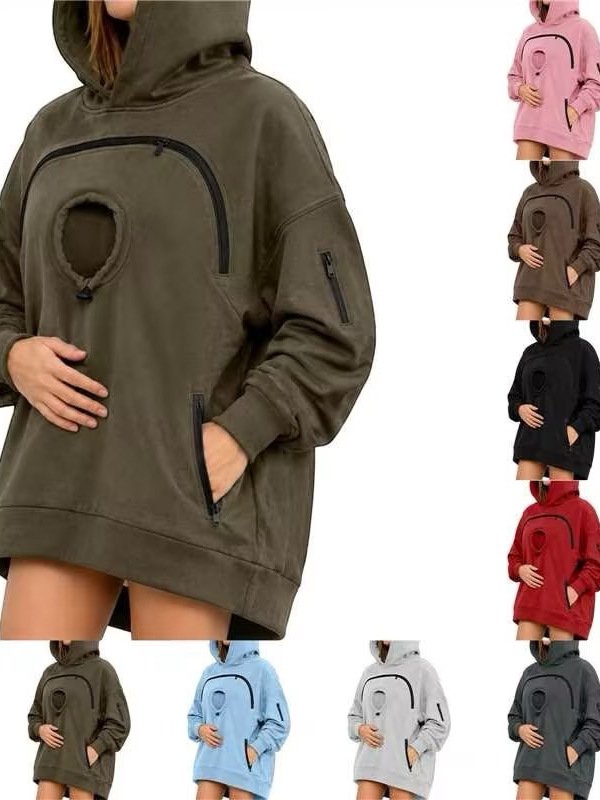 Women's Zip Up Fleece Hoodie with Cat Pocket Long Sleeve Casual Sweatshirt