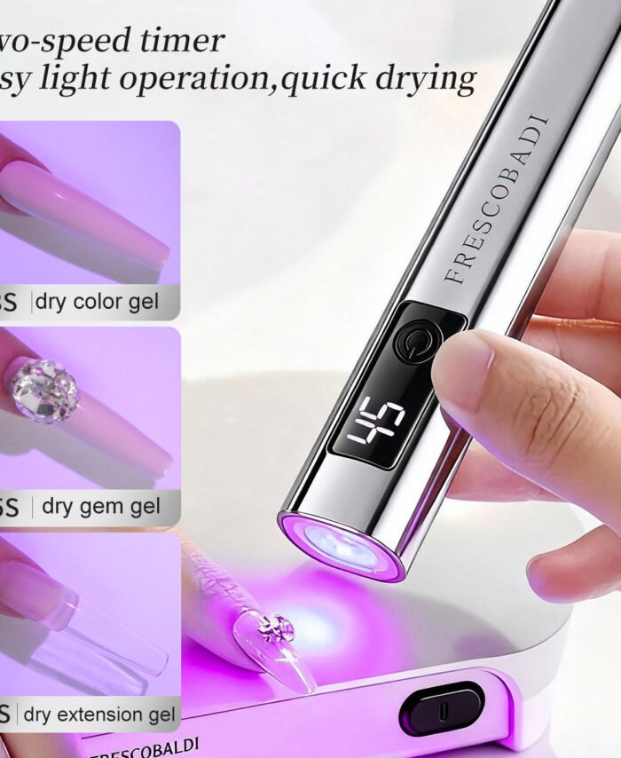 Portable Quick-Drying Red Light Nail Lamp with Silver Screen Display and Two Timer Settings