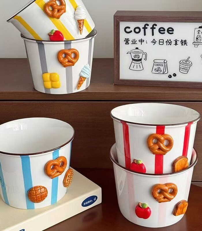 Simple High-Value Button Puppy Family Bucket Series Instant Noodle Bowl