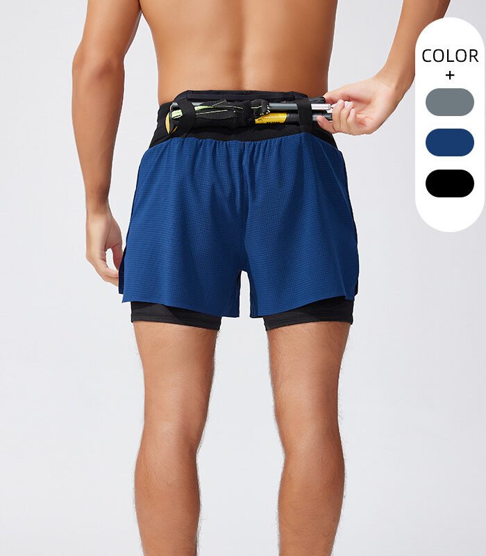 Men's Quick-Dry Multi-Pocket Double Layer Sports Fitness Shorts