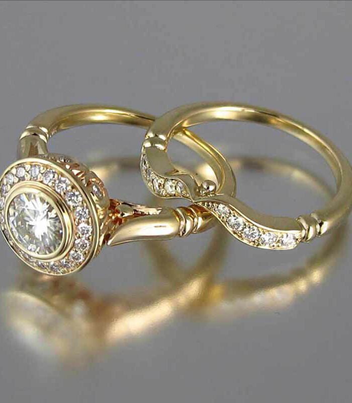 Gold Geometric Zirconia Ring Light Luxury Unisex Hand Jewelry