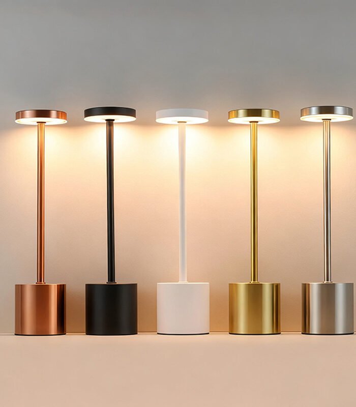 Simple I-shaped desk lamp USB rechargeable retro metallic touch night light