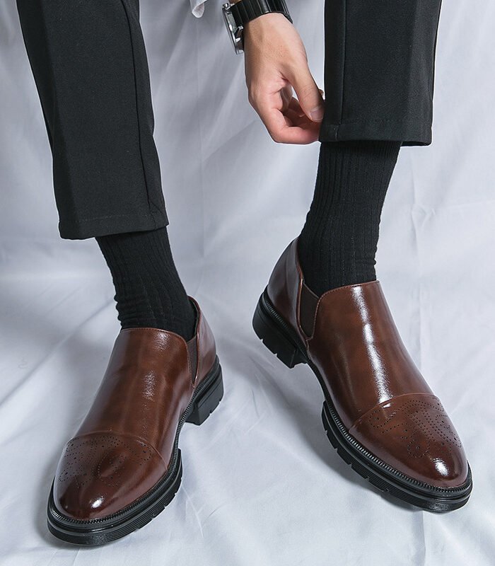 Mens Brogue Leather Lace-Up Shoes